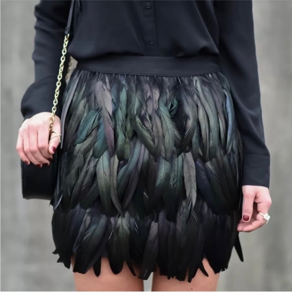 Elegant Feathered Black Skirt